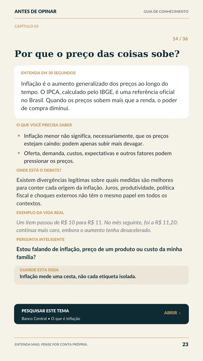 Página real do eBook sobre inflação: por que os preços sobem?